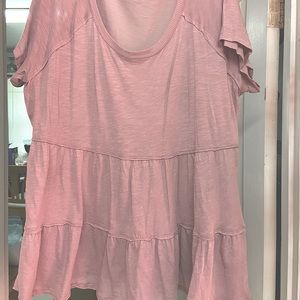 TORRID MAUVE PINK SHIRRED BABYDOLL TOP